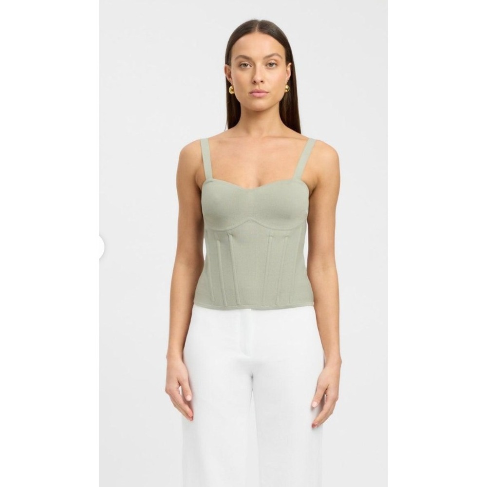 KOOKAI April Corset Top Sage Green Womens AU 8 US 4 FR 36 Knit Boned Bustier